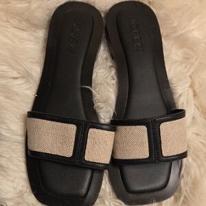 J. Crew Black and Cream Sandals